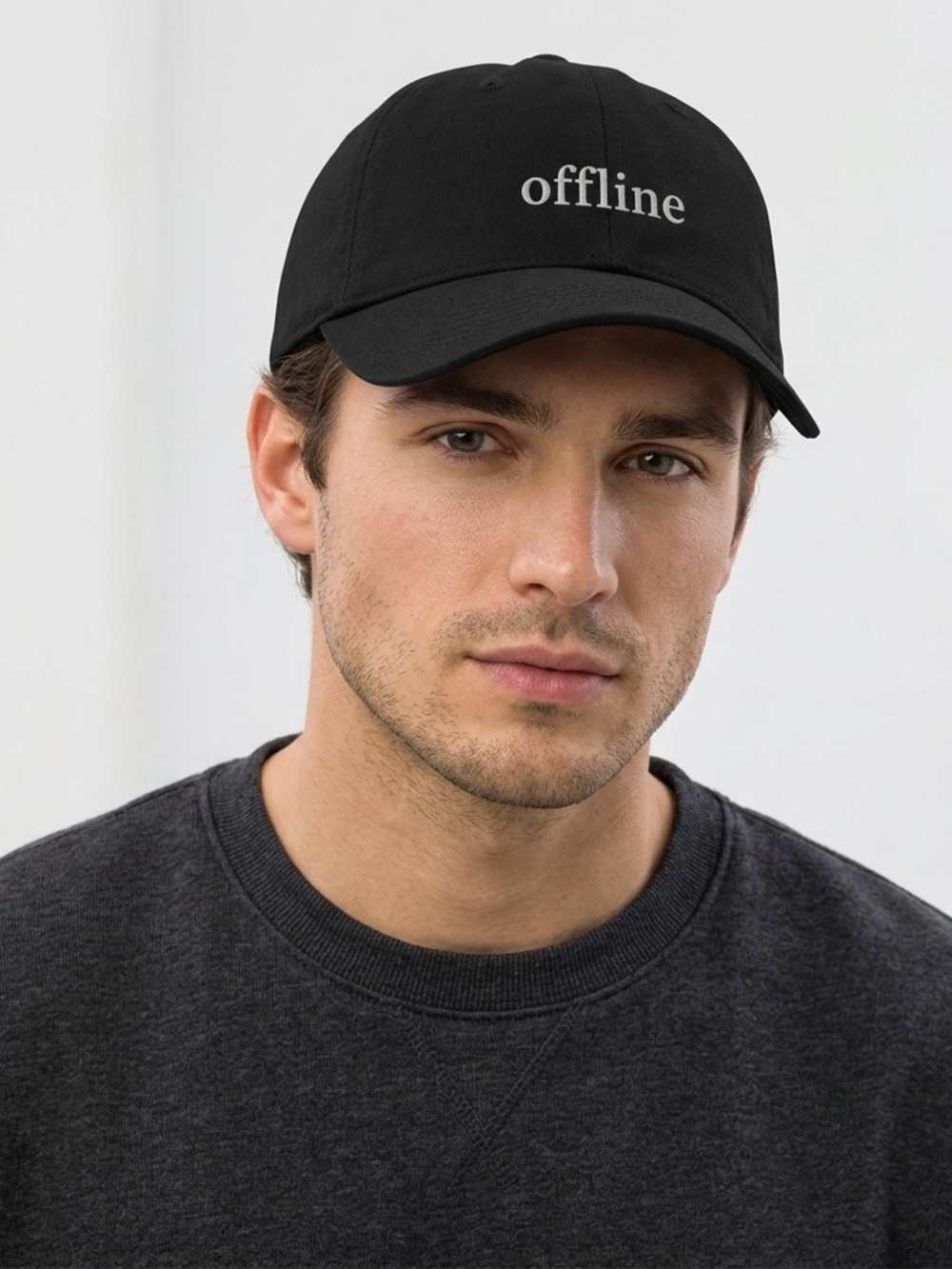 Offline Embroidered Baseball Cap Dad Hat Minimal Aesthetic Neutral Adjustable!!!